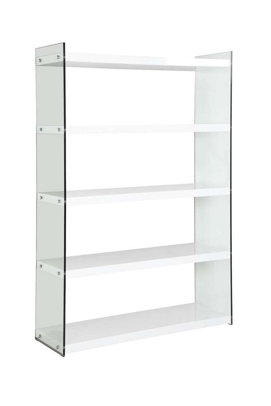 Chintaly - Contemporary Gloss White & Glass Book Case - 74101-BKS veiw 2
