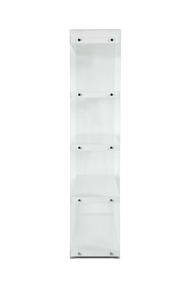 Chintaly - Contemporary Gloss White & Glass Book Case - 74101-BKS veiw 4