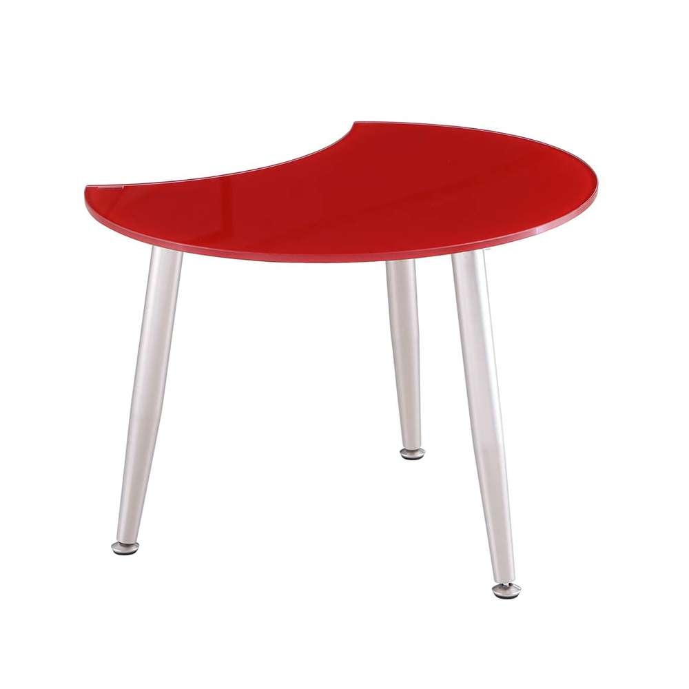 Chintaly - Contemporary Shaped-Top Glass Cocktail Table - 8072-CT-RED veiw 1
