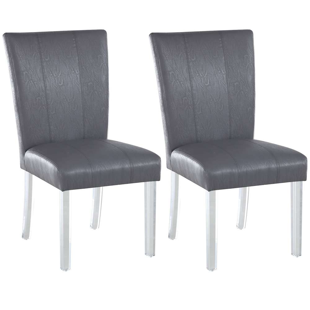 Chintaly - Curved Flare Back Parson Side Chair in Grey (Set of 2) - 4038-PRS-SC-GRY veiw 6