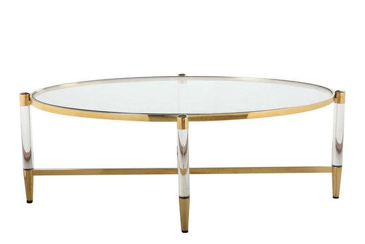 Chintaly - Denali Oval Tempered Glass Cocktail Table - DENALI-CT-OVL veiw 2
