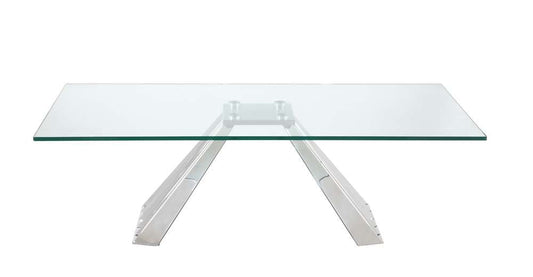 Chintaly - Dominique Contemporary 28inx 51in Glass Cocktail Table w/ Flare Pyramid Base - DOMINIQUE-CT veiw 2