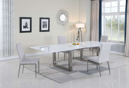 Chintaly - Ebony Dining Table in White - EBONY-DT veiw 2