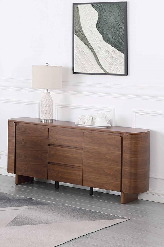 Chintaly - EDEN-BUF - Modern All-wood Buffet w/ 2 Shelves & 3 Drawers - EDEN-BUF veiw 8