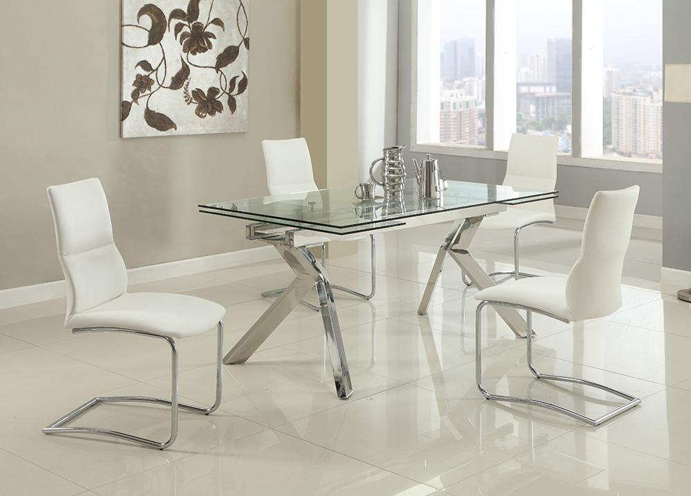 Chintaly - ELLA - Contemporary Dining Set w/ Extendable Table & 4 Cantilever Chairs - ELLA-PIPER-5PC veiw 3