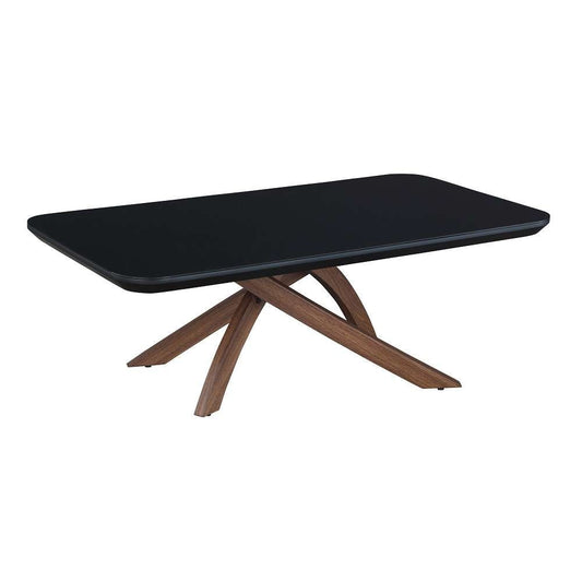 Chintaly - Emily - Black Glass Top Cocktail Table w/ Crisscross Base - EMILY-CT veiw 2