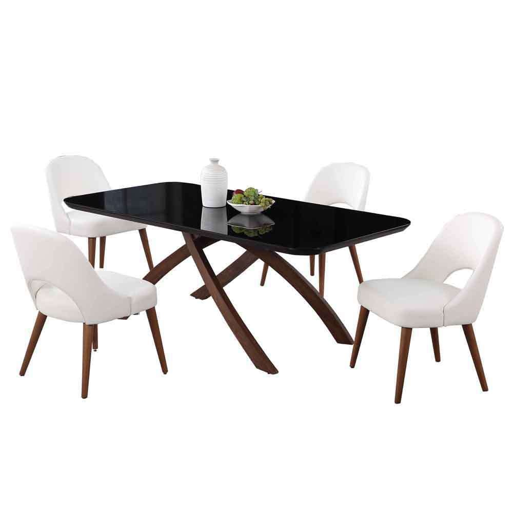 Chintaly - Emily - Dining Set w/ Black Glass Table & Open Back Chairs - EMILY-KENZA-5PC veiw 2