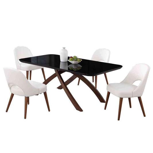 Chintaly - Emily - Dining Set w/ Black Glass Table & Open Back Chairs - EMILY-KENZA-5PC veiw 2