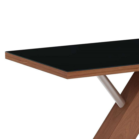 Chintaly - Emma - Modern Wooden Black Glass Top Dining Table - EMMA-DT veiw 2