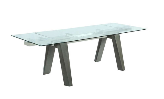 Chintaly - Esther Modern Dining Set w/ Extendable Glass Table & 2-Tone Chairs - ESTHER-ROSARIO-GRY-5PC-BLK veiw 2