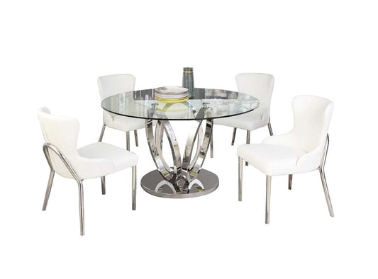 Chintaly - Evelyn 5 Pieces Dining Set Table With 4 Side Chairs - EVELYN-5PC-POL veiw 2