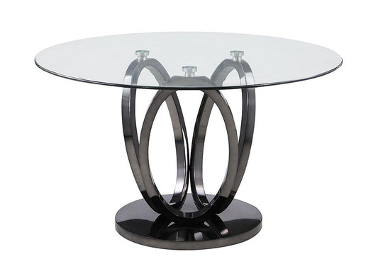 Chintaly - EVELYN-BKC - Contemporary Dining Set w/ Glass Top Table & Memory Swivel Chairs - EVELYN-DUSTY-5PC-BKC-WHT veiw 2