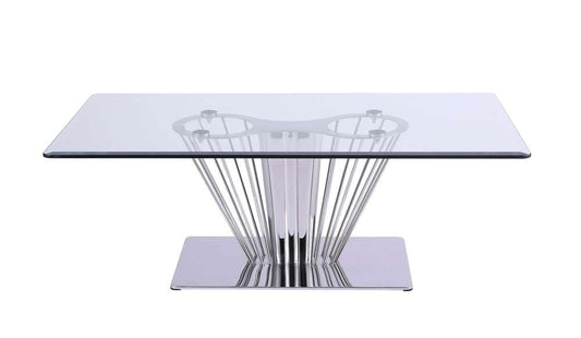 Chintaly - Fernanda Contemporary Rectangular Glass Lamp Table - FERNANDA-CT veiw 2