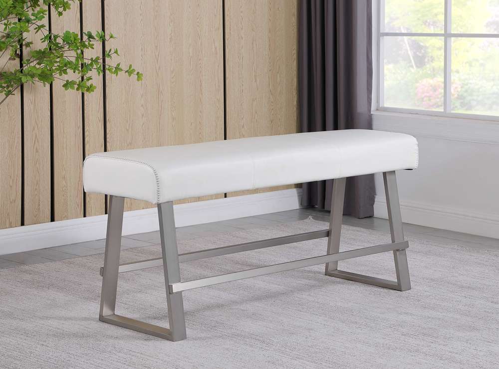 Chintaly - Gwen - Contemporary Counter Height Bench w/ Highlight Stitching - GWEN-CNT-BCH-WHT veiw 2