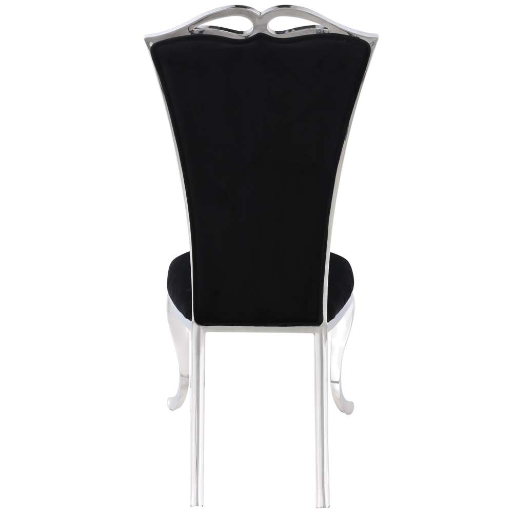 Chintaly - Jamie Tall Back Side Chair in Shiny Stainless Steel and Black Fabric (Set of 2) - JAMIE-SC-BLK veiw 4
