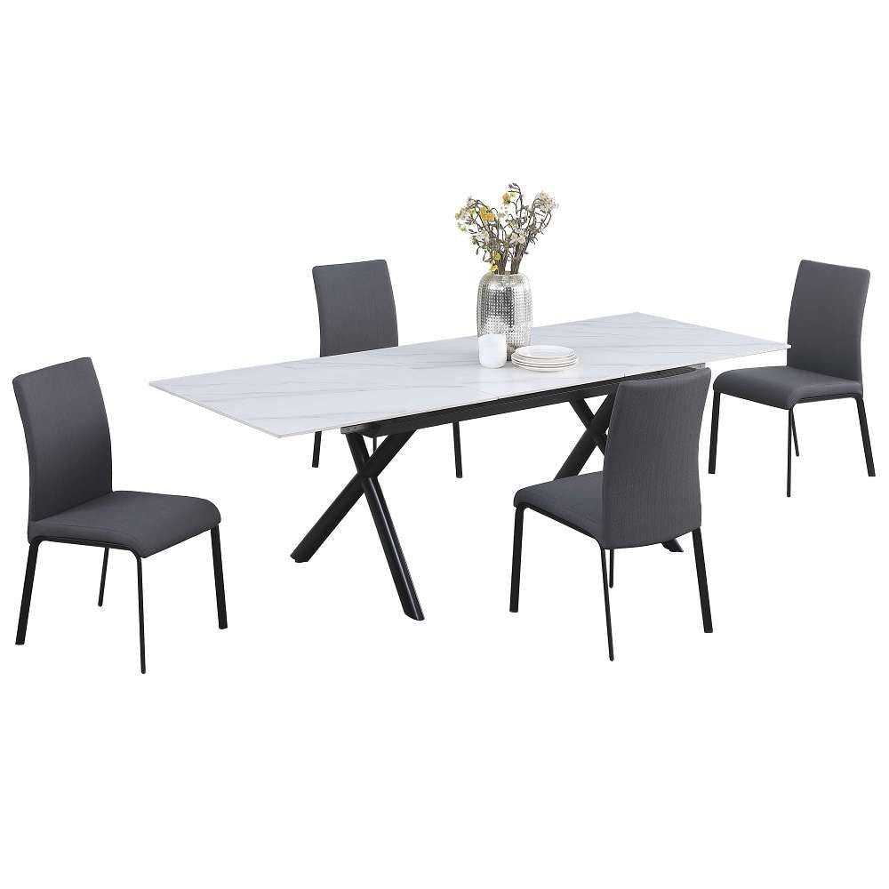 Chintaly - Karol - Dining Set w/ Extendable Sintered Stone Top Table & 4 Chairs - KAROL-AIDA-5PC veiw 4
