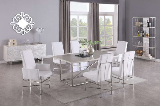 Chintaly - Kendall Contemporary Arm Chair w/ Steel Frame (Set of 2) - KENDALL-AC-CRM veiw 2