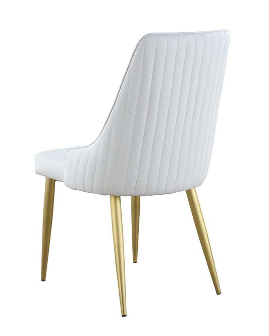 Chintaly - Kristen - Stitched Channel Back Side Chair w/ Golden Legs - (Set of 2) - KRISTEN-SC-WHT veiw 2