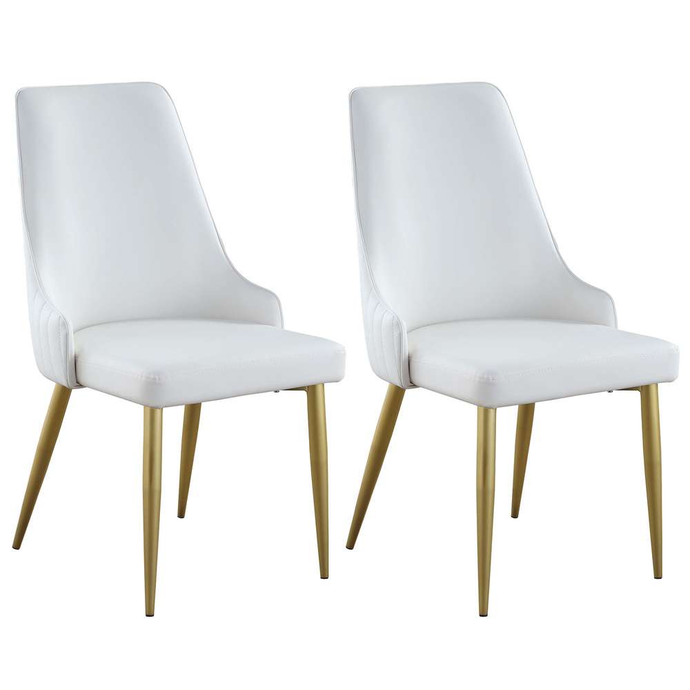 Chintaly - Kristen - Stitched Channel Back Side Chair w/ Golden Legs - (Set of 2) - KRISTEN-SC-WHT veiw 6