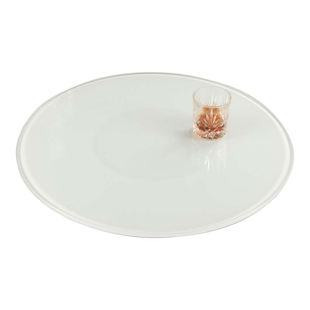 Chintaly - Lazy Susan 24 Round Glass Rotating Tray Glass White - LAZY-SUSAN-24-WHT veiw 1