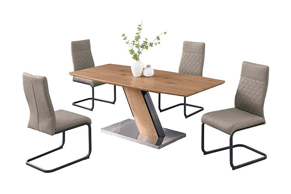 Chintaly - LILLIAN - Modern Wooden Dining Set w/ Extendable Table & Cantilever Chairs - LILLIAN-5PC-OAK-TPE veiw 1