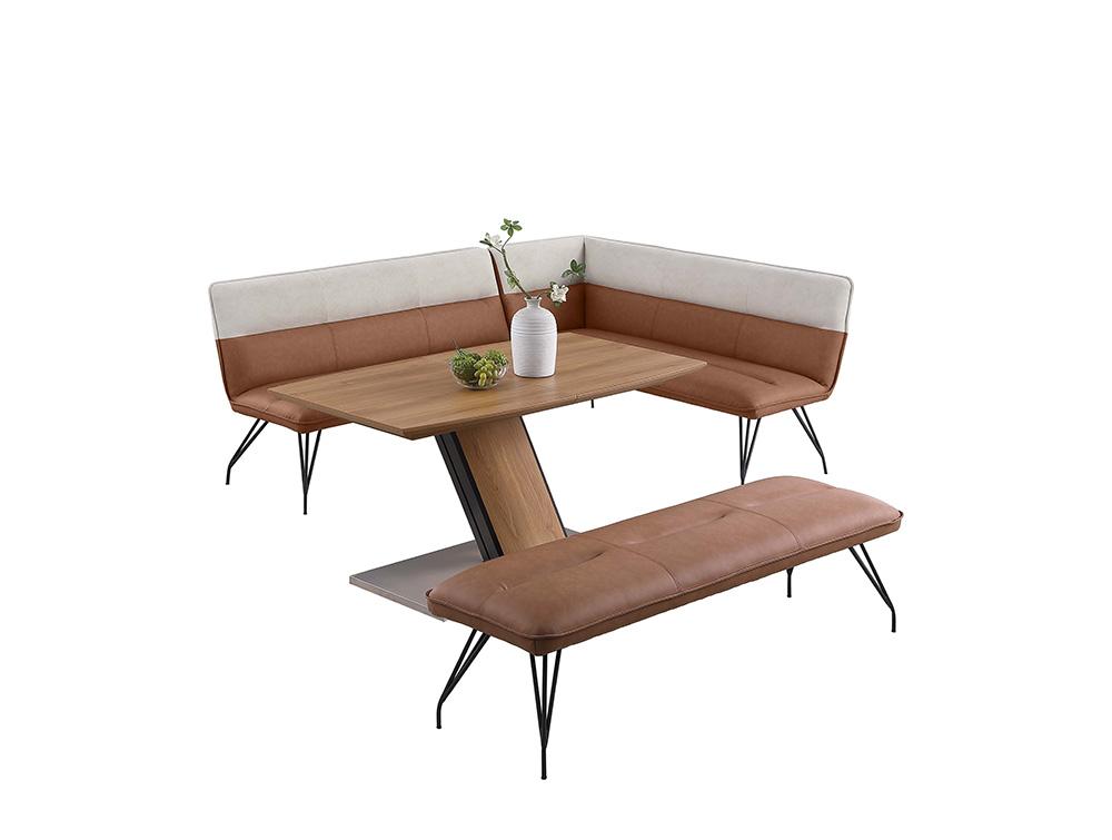 Chintaly - LILLIAN - Modern Wooden Dining Set w/ Extendable Table, Nook, and Bench - LILLIAN-3PC-OAK veiw 1