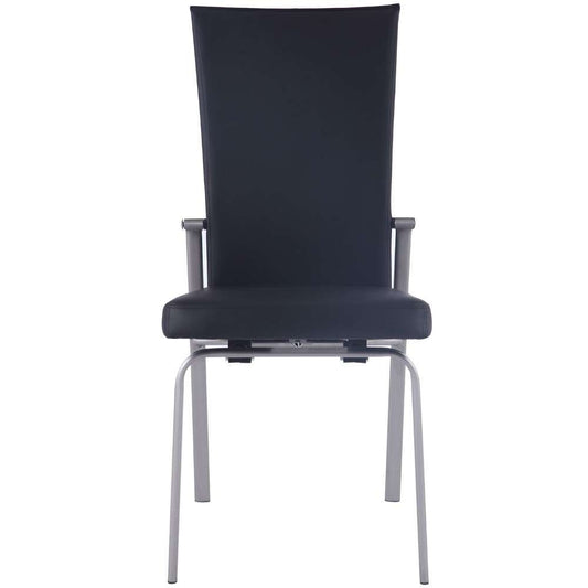 Chintaly - Molly Contemporary Motion-Back Leather Upholstered Side Chair w/ Chrome Frame (Set of 2) - MOLLY-SC-BLK-LTH veiw 2