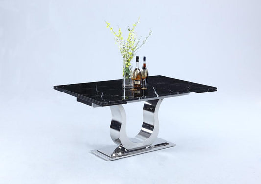 Chintaly - Nadia Contemporary Marble Top Extendable Dining Table - NADIA-DT veiw 2
