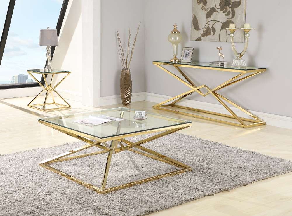 Chintaly - Rectangular Sofa Table With 12Mm Glass Top - 7616-ST veiw 4