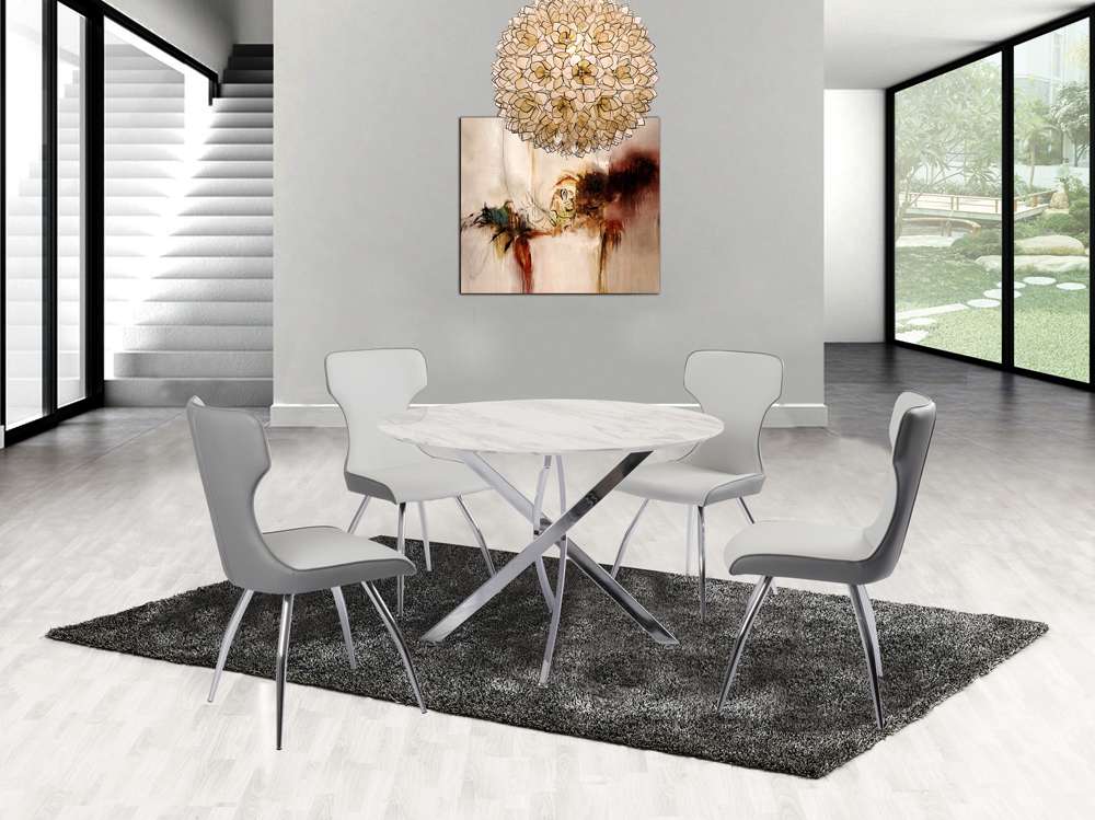 Chintaly - Sandra Contemporary Marbleized Melamine Dining Table - SANDRA-DT veiw 3