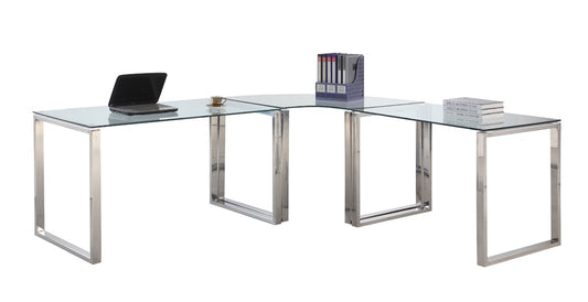 Chintaly - Small Computer Desk Glass - 6931-DSK-SML veiw 2