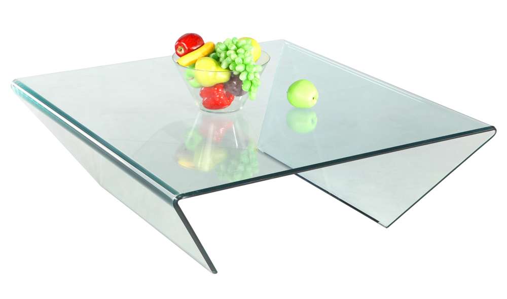 Chintaly - Square Bent Glass Cocktail Table - 72102-SQ-CT veiw 1