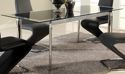 Chintaly - Tara Pop Up Extension Glass Dining Table - TARA-DT-BLK veiw 2