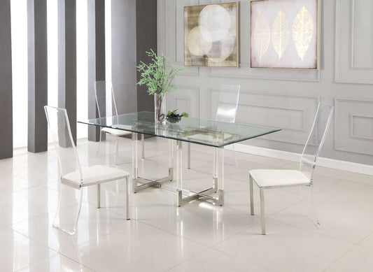 Chintaly - Yasmin - Contemporary Dining Set w/ 42inx 72in Glass Table & 4 Chairs - YASMIN-4272-LAYLA-5PC veiw 2
