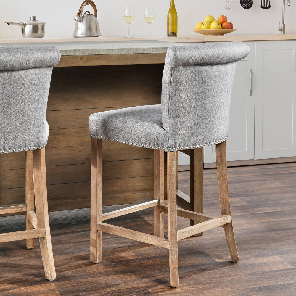 Classic Home - Ania 26" Counter Stool - Gray, Natural Brown - PL26003 view 8