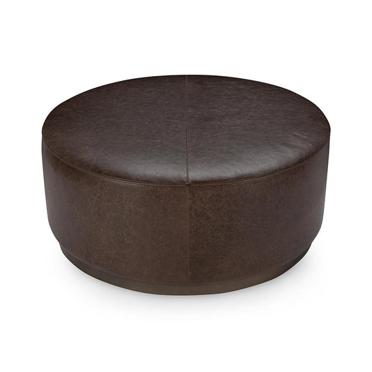 Classic Home - Clair Leather Round Cocktail Coffee Table - Dark Brown - 51011967 veiw 2