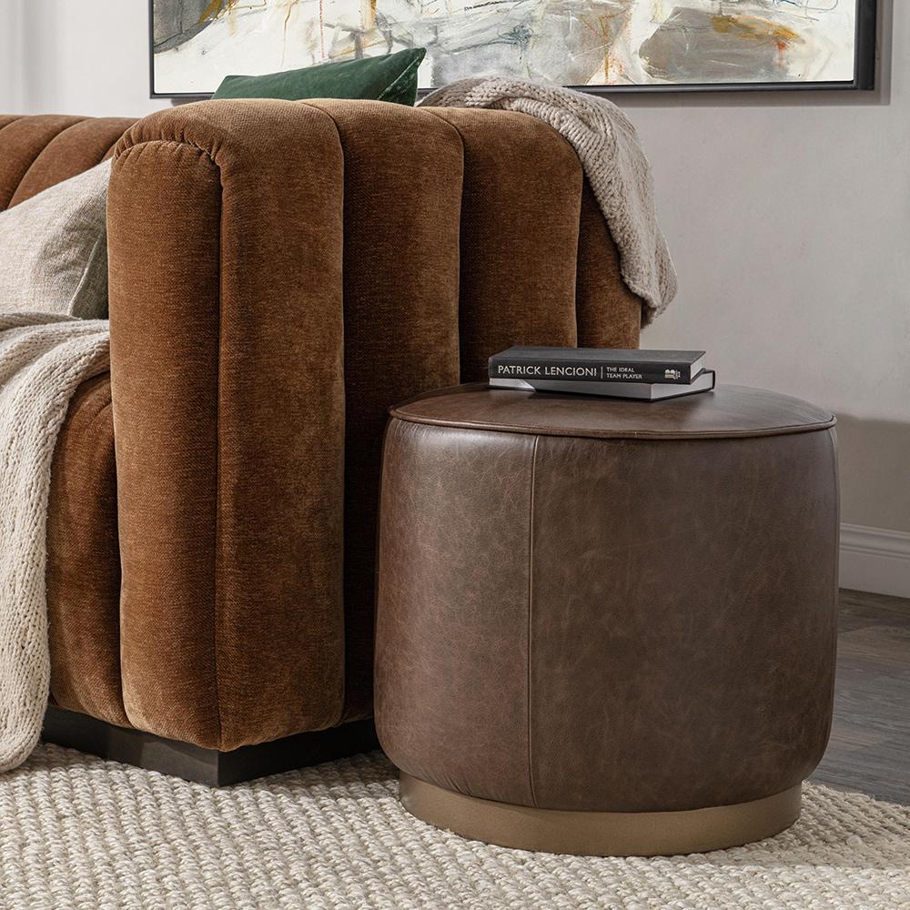 Classic Home - Clair Leather Round End Table - Dark Brown - 53002064 veiw 7