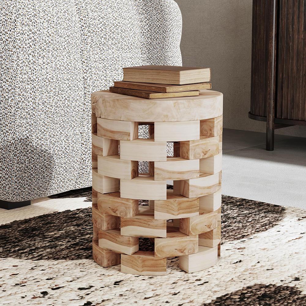Classic Home - Dacosta Teak Wood Round Accent Table - Natural - 51005359 veiw 4