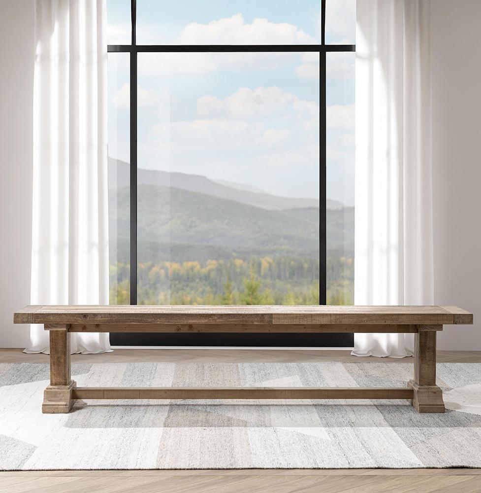 Classic Home - Dita Reclaimed Pine Wood Bench - Aged Pine - 53006229 veiw 10