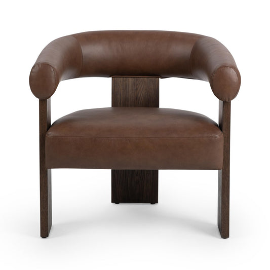 Classic Home - Julina Top Grain Leather Accent Chair - Rich Cocoa - 53006689 view 2