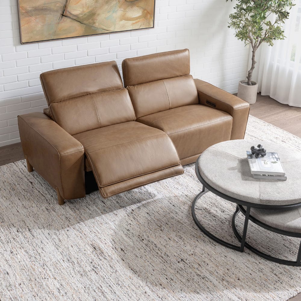 Classic Home - Kadon Zero Gravity Power Recliner Upholstered Leather Sofa - Tan - 2222SF11