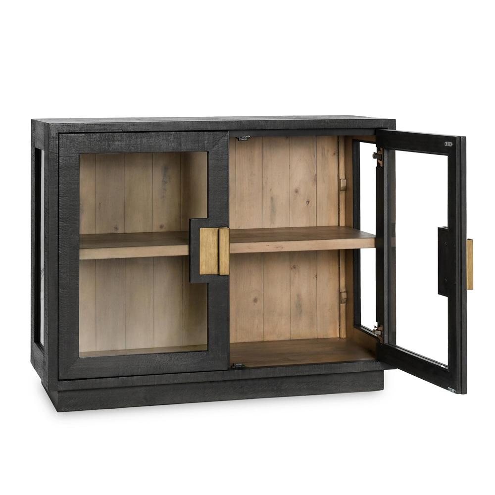 Classic Home - Larson Two-Door Glass Oak Wood Cabinet In Black - 52004144 veiw 4