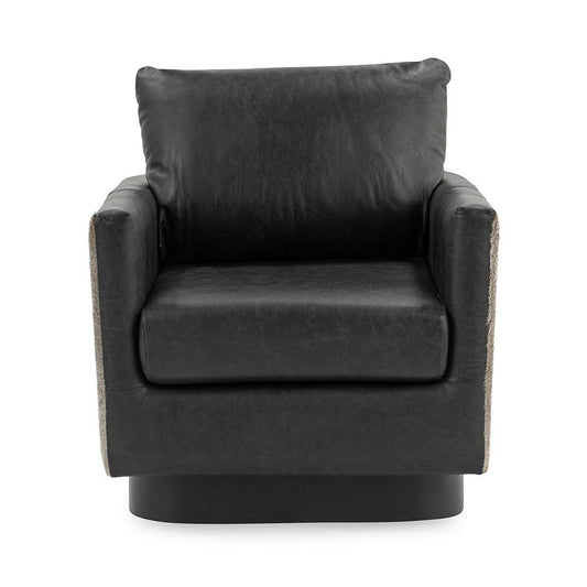 Classic Home - Lathe Leather and Hide Accent Chair - Black - 53002067 veiw 2