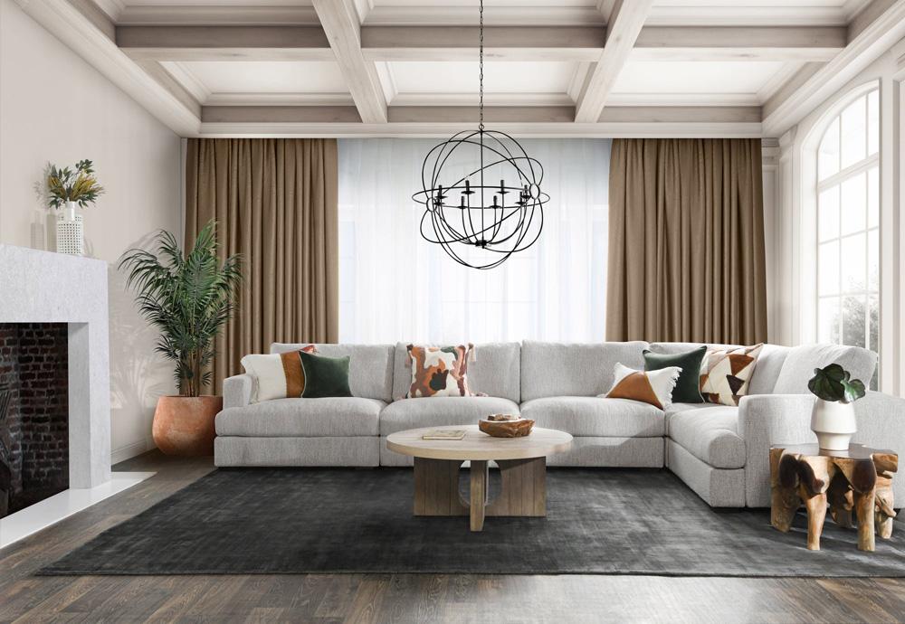 Classic Home - Ludwig 5-Piece Upholstered Fabric Sectional Sofa In Ivory - 53004809 veiw 8