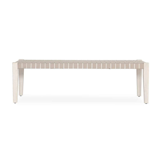Classic Home - Orlando Oak Wood 62in Bench Milk White/Taupe - 53006058 veiw 2