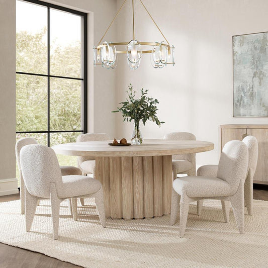 Classic Home - Tiber 70in Round Oak Veneer Wood Dining Table - White Wash - 51031712 veiw 2