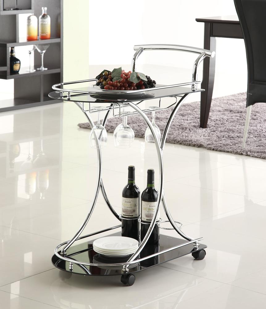Coaster - Elfman Black Glass Serving Cart - 910001 veiw 1
