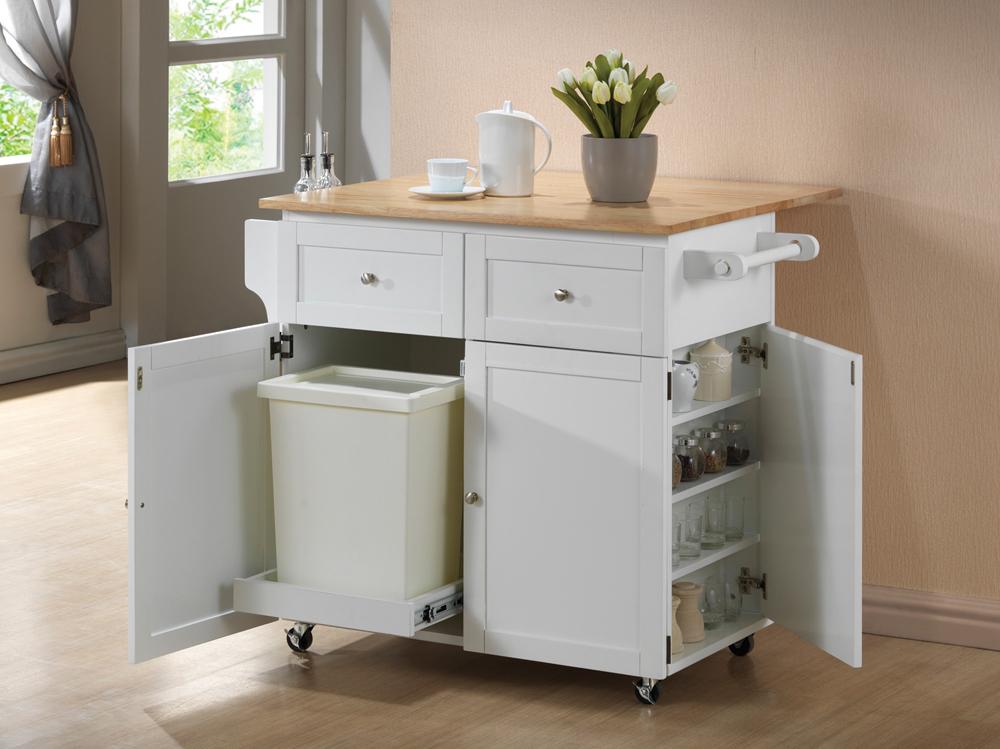 Coaster - Jalen Kitchen Cart (Natural Brown/White) - 900558 veiw 2