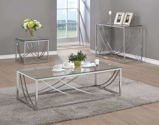 Coaster - Lille Living Room: Glass Top Occasional Tables Sofa Table - 720499 veiw 2