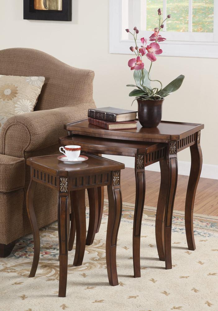 Coaster - Daphne Nesting Table Set in Cherry Finish - 901076 veiw 1